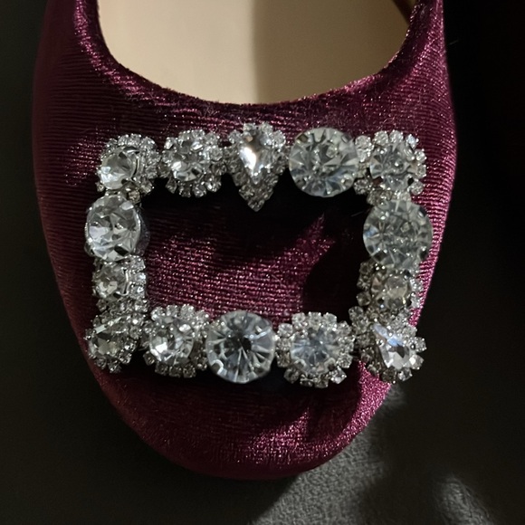 High society velvet wine flats with square bling nwt size 8/38 - Picture 7 of 7
